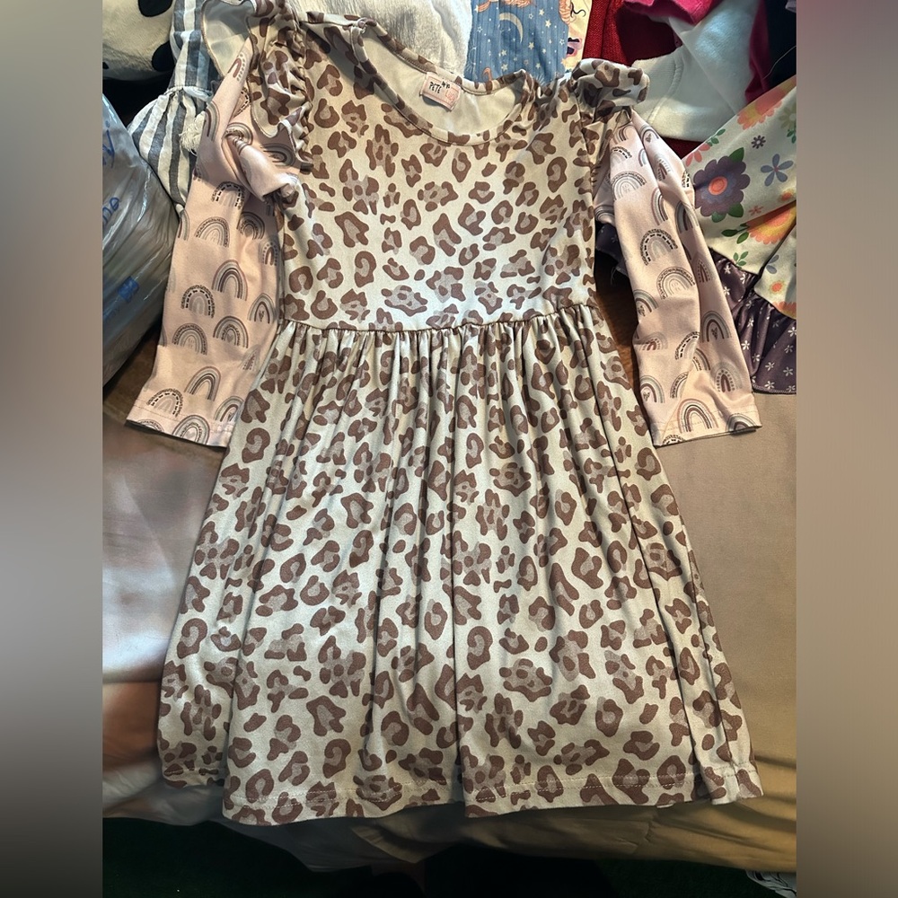 Pete + Lucy Rainbows and Cheetah Pink Dress Size 6